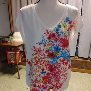 Vibrant Floral Short Sleeve Top